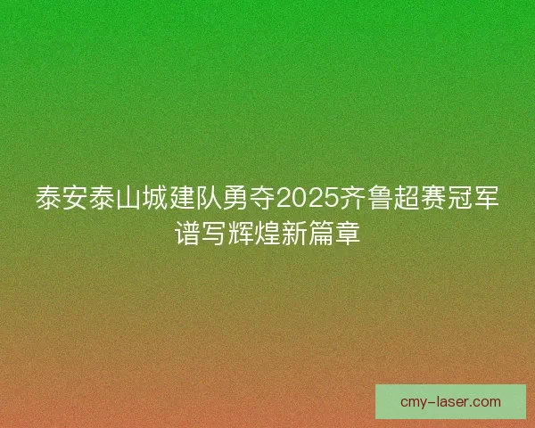 泰安泰山城建队勇夺2025齐鲁超赛冠军谱写辉煌新篇章
